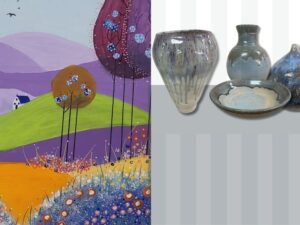 Painting by Lee Nelson, ceramics by Beldari pottery